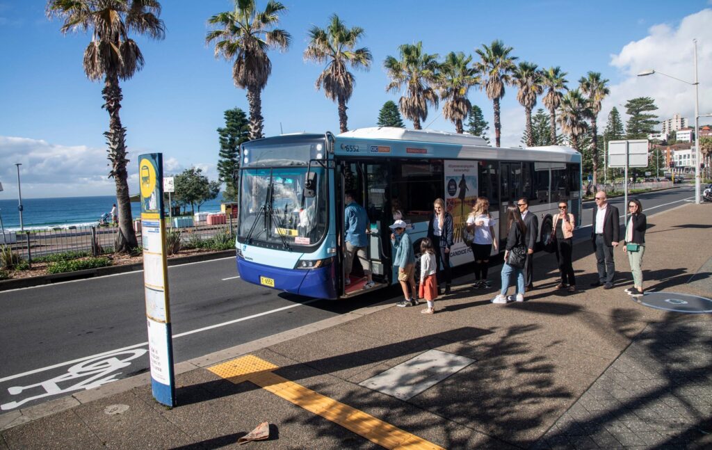 Passengers getting on the bus