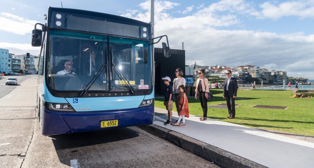 Passengers getting on the bus