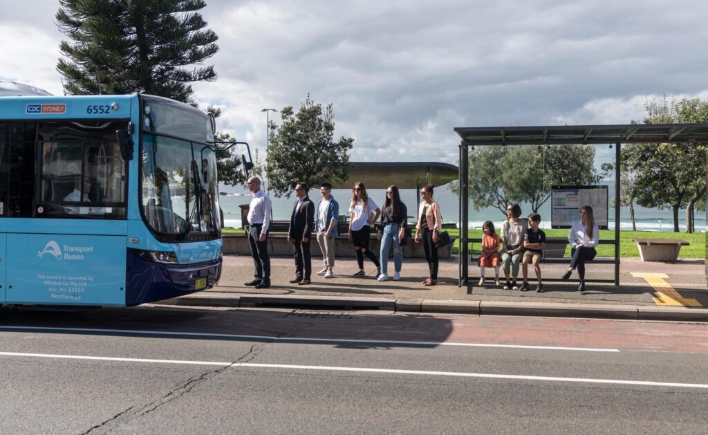 Passengers getting on the bus