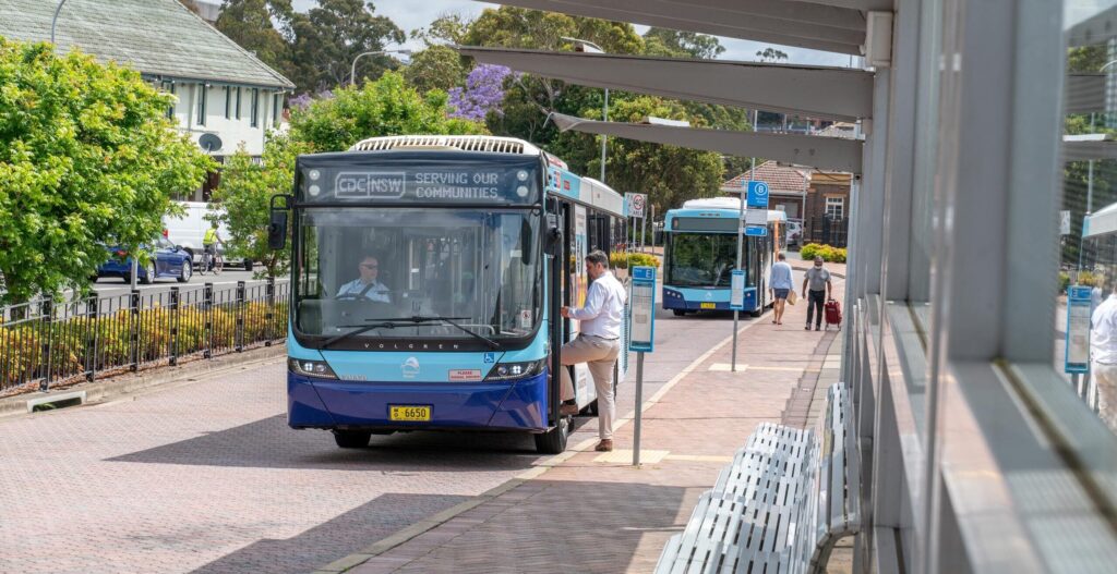 Passengers getting on the bus