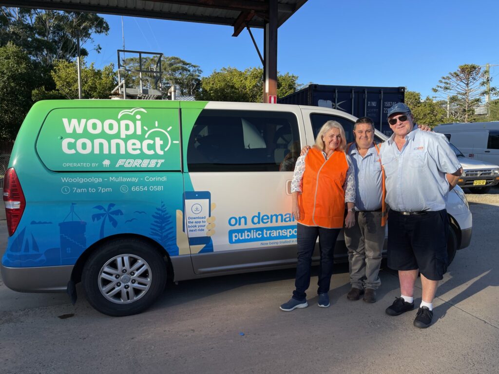 Rowena Van Malsen, GM People & Culture, CDC Regional Australia Division Tony Mills, Regional Manager North, Forest Coach Lines and Woopi Connect Driver (Woopi Connect) Don Penson