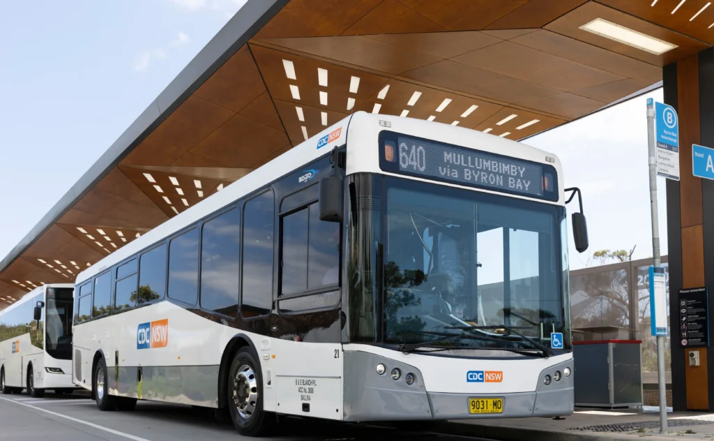 CDC NSW bus stopping at an interchange